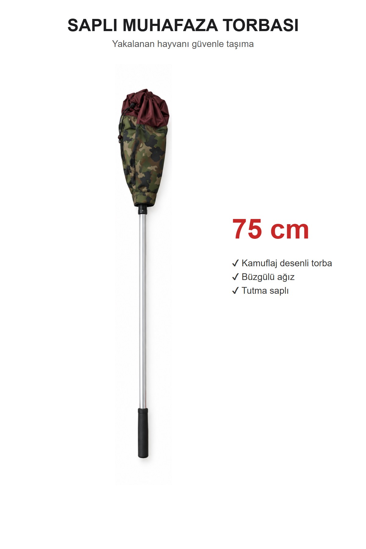 Masfitech Saplı Hayvan Muhafaza Torbası 75 cm Kamuflaj Yılan ve Hayvan Taşıma Torbası